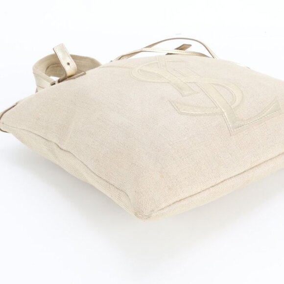 Saint Laurent Yves Kahala Leather Canvas Tote Shoulder - Picture 4 of 9